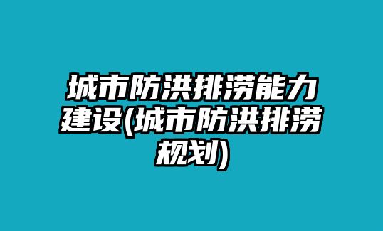 城市防洪排澇能力建設(shè)(城市防洪排澇規(guī)劃)